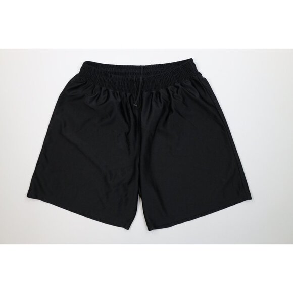 Vintage 90s Y2K Streetwear Mens Large Faded Blank Above Knee Silky Shorts Black - Picture 1 of 10